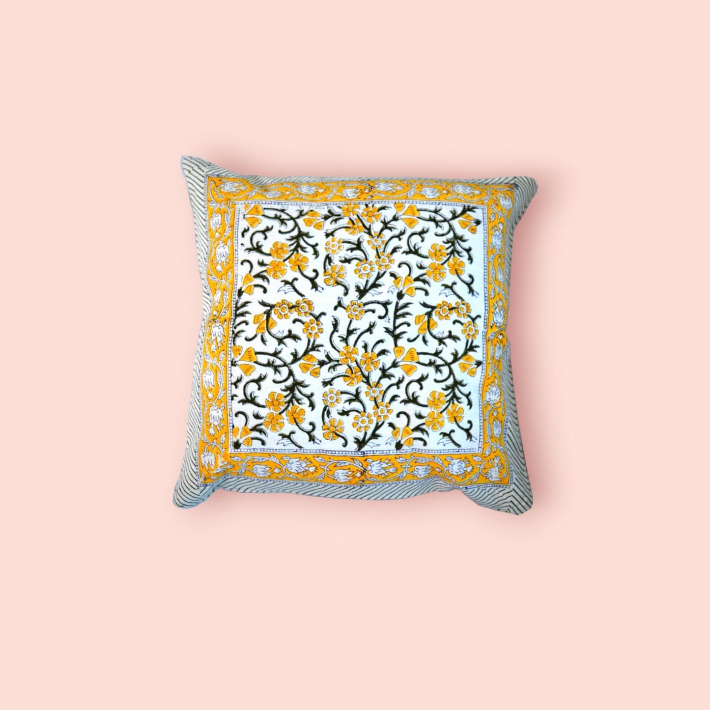 Cotton Cushion Cover Traditional Hand Block Printed Suitable for Bed Room,Living Room,Sofa Car Couch 16x16