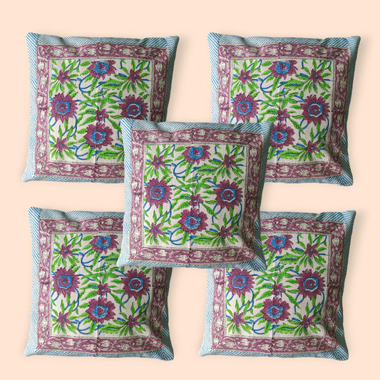 Cotton Cushion Cover Traditional Hand Block Printed Suitable for Bed Room,Living Room,Sofa Car Couch 16x16