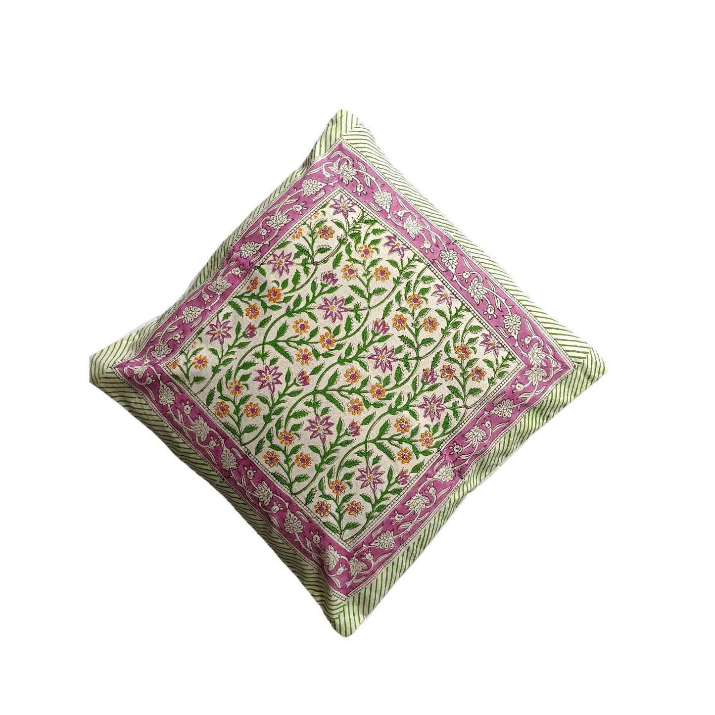 Cotton Cushion Cover Traditional Hand Block Printed Suitable for Bed Room,Living Room,Sofa Car Couch 16x16