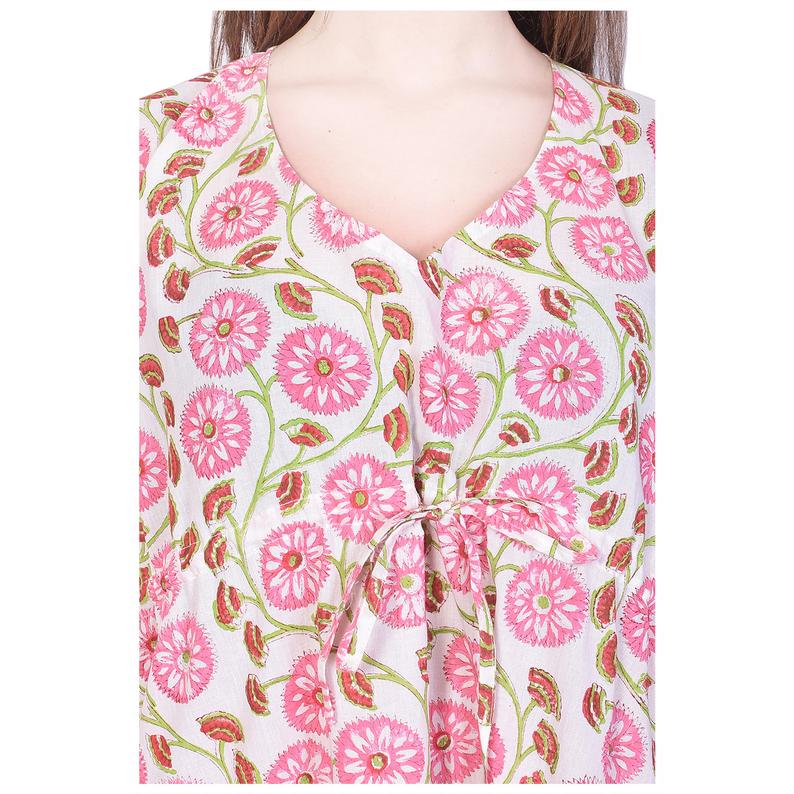 Hand Block Print Cotton Caftans For Women Free Size Maxi Traditional dress