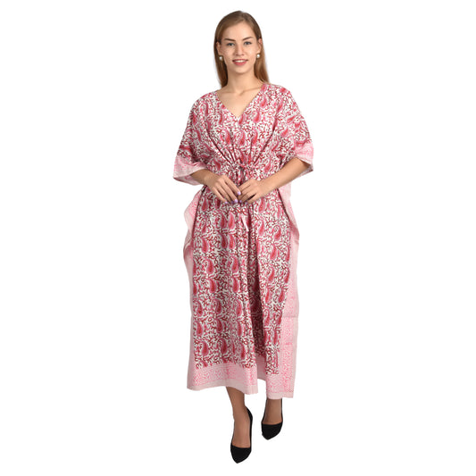 Handblockdruck Baumwollkaftans für Frauen Freie Größe Vintage traditionelle Kunst Maxikleid Schlafkleidung Nachthemd