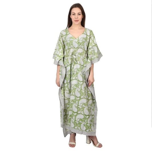 Handblockdruck Baumwollkaftans für Frauen Freie Größe Vintage traditionelle Kunst Maxikleid Schlafkleidung Nachthemd