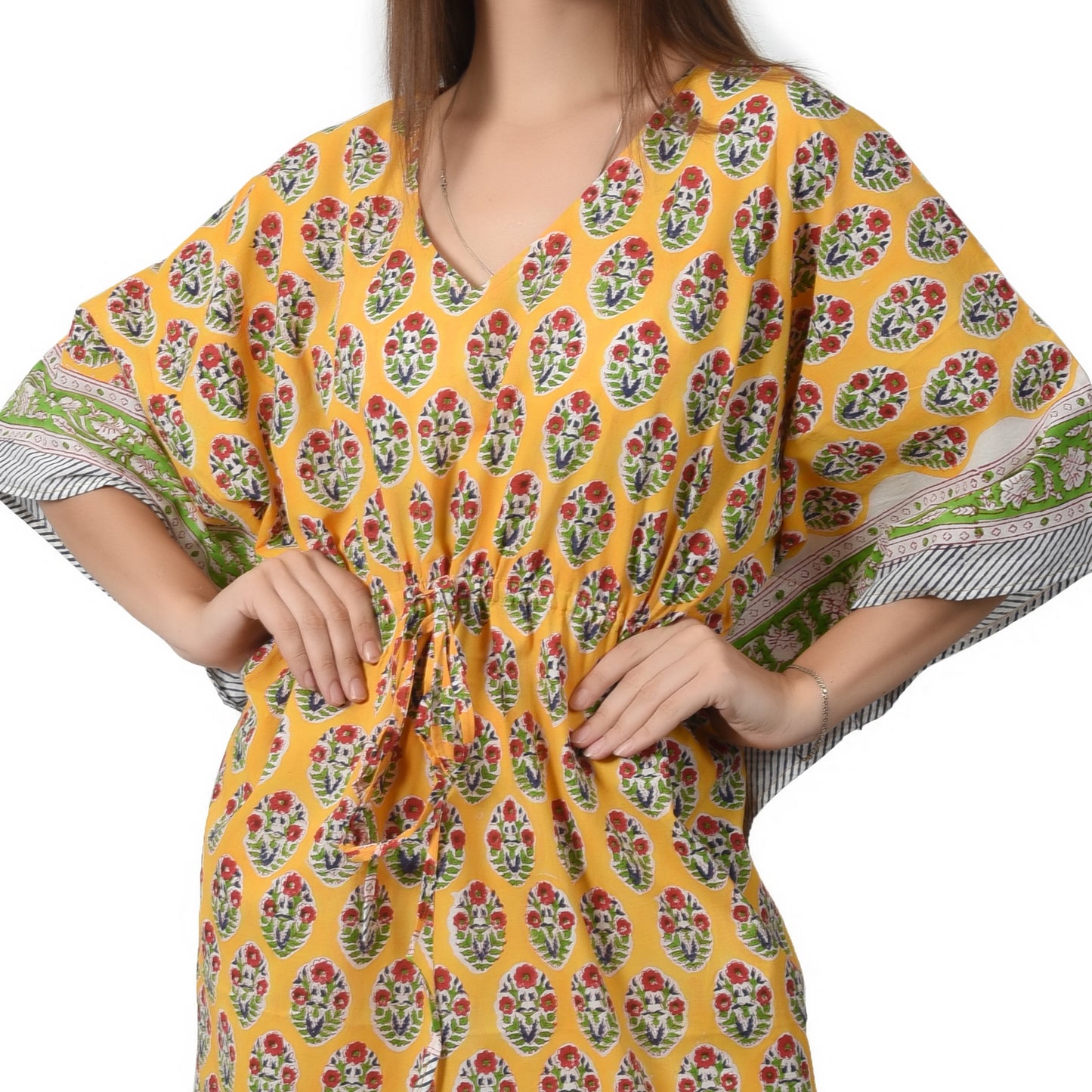 Hand Block Print Cotton Caftans For Women Free Size Vintage traditonal art Maxi gown sleepwear Night gown Kaftan dress
