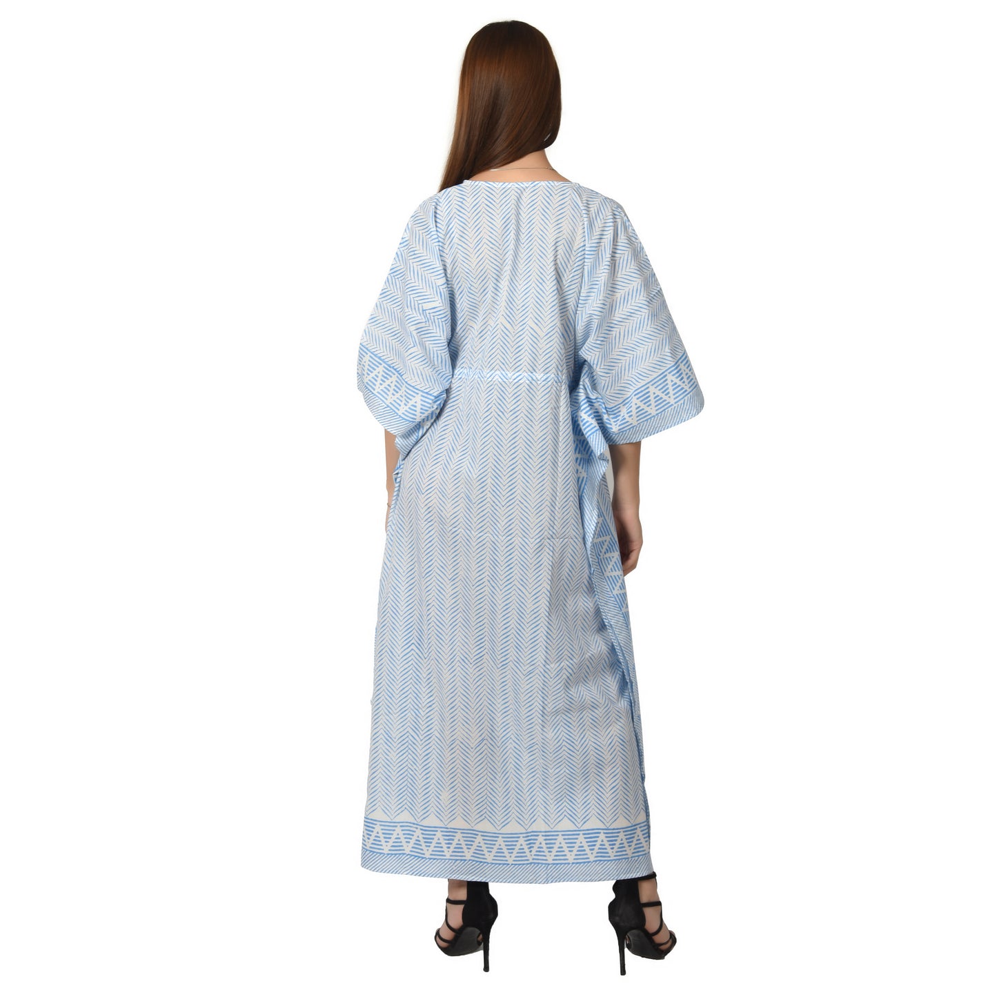 Handblockdruck Baumwollkaftans für Frauen Freie Größe Vintage traditionelle Kunst Maxikleid Schlafkleidung Nachthemd Kaftankleid