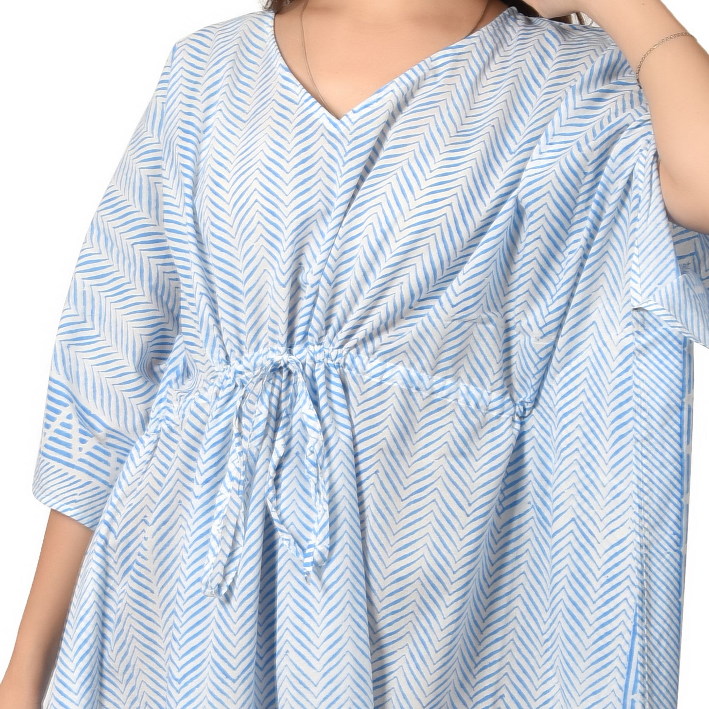 Handblockdruck Baumwollkaftans für Frauen Freie Größe Vintage traditionelle Kunst Maxikleid Schlafkleidung Nachthemd Kaftankleid