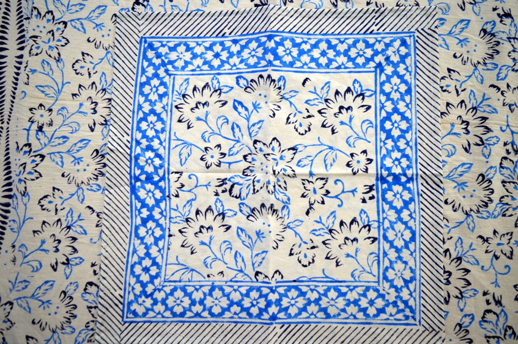 Indian Hand Block Traditional Printed Tablecloth Handmade Cotton Floral 6 Seater Tabletop Decorative for Dinning Table 60 * 90 Inches with Nepkins