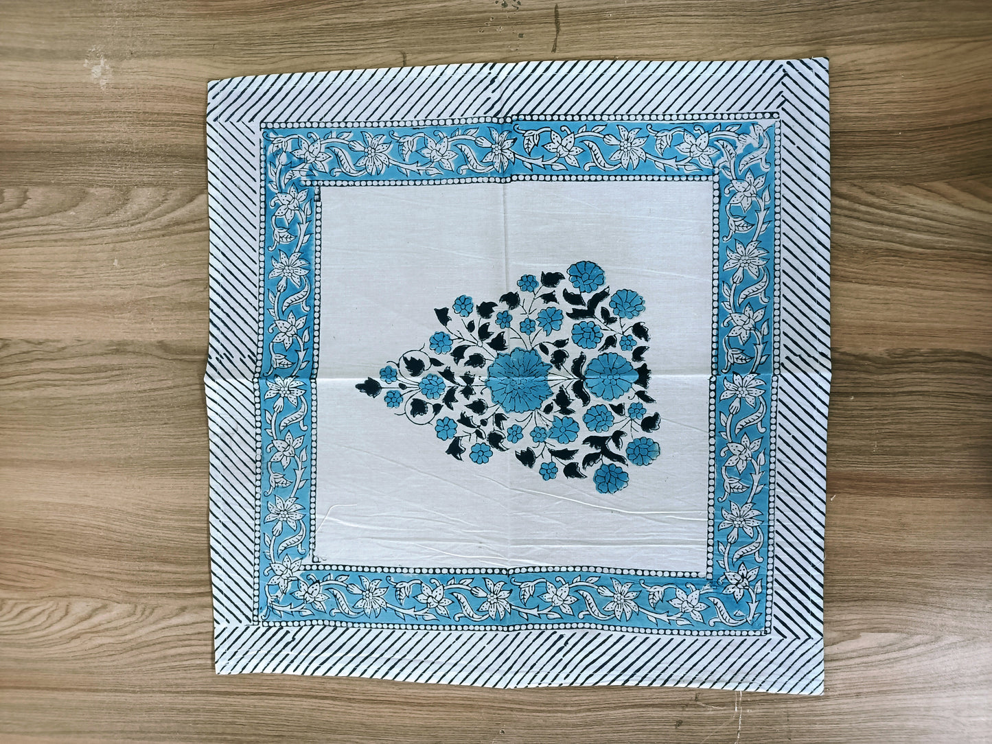 Indian Hand Block Traditional Printed Tablecloth Handmade Cotton Floral 6 Seater Tabletop Decorative for Dinning Table 60 * 90 Inches with Nepkins