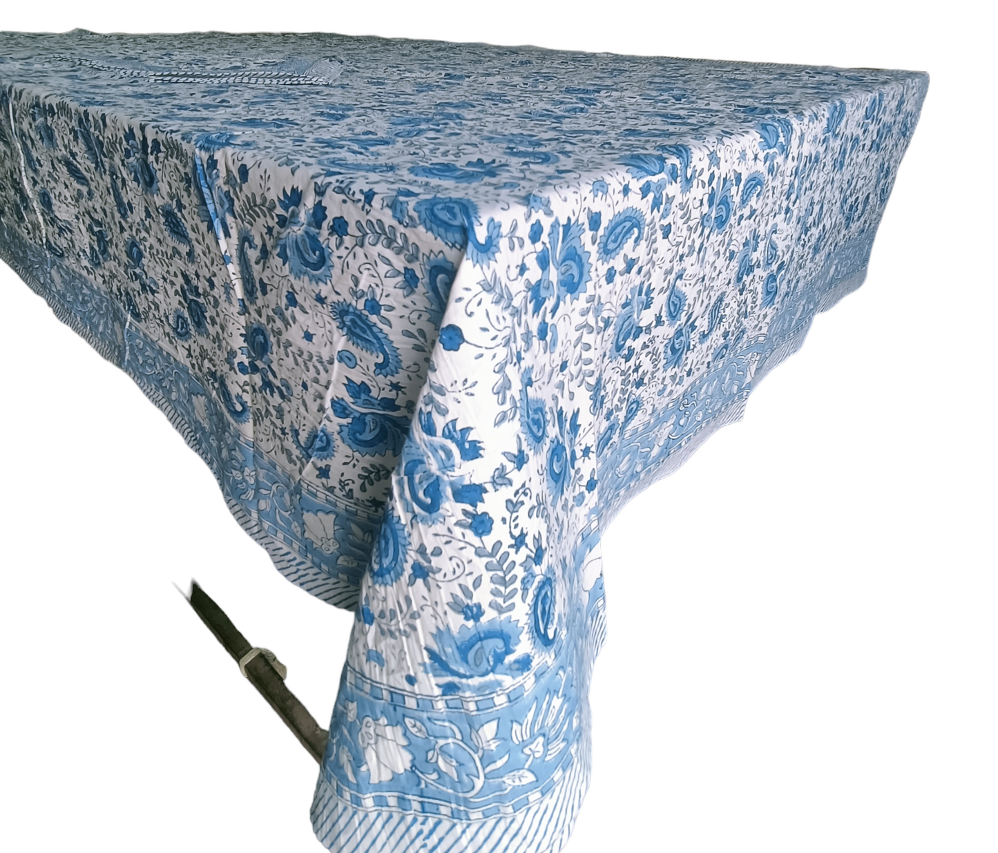 Indian Hand Block Traditional Printed Tablecloth Handmade Cotton Floral 6 Seater Tabletop Decorative for Dinning Table 60 * 90 Inches with Nepkins