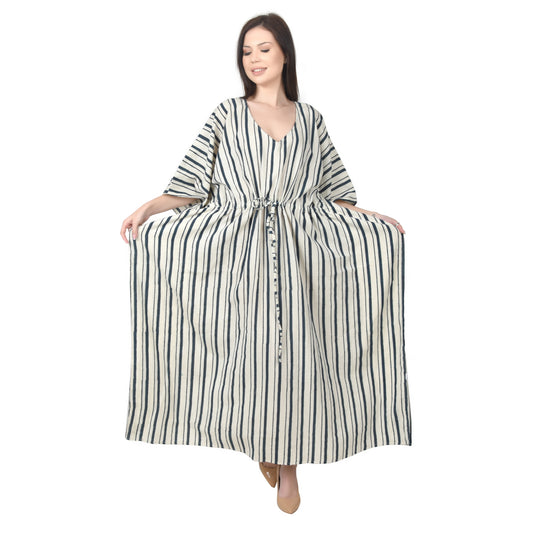 Hand Block Print Cotton Caftans For Women Free Size Vintage traditonal art Maxi gown sleepwear Night gown Kaftan dress