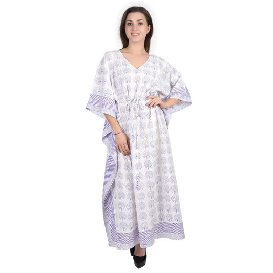 Hand Block Print Cotton Caftans For Women Free Size Vintage traditonal art Maxi gown sleepwear Night gown Kaftan dress