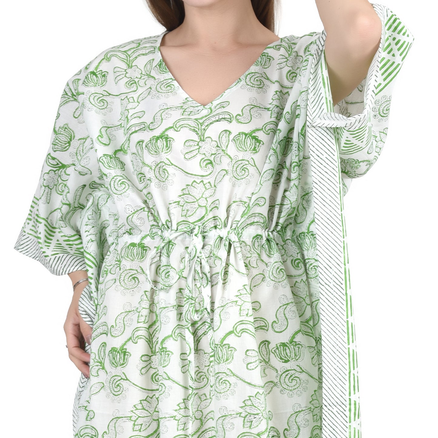 Hand Block Print Cotton Caftans For Women Free Size Vintage traditonal art Maxi gown sleepwear Night gown Kaftan dress