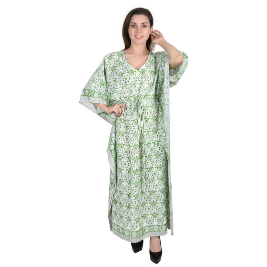 Hand Block Print Cotton Caftans For Women Free Size Vintage traditonal art Maxi gown sleepwear Night gown Kaftan dress
