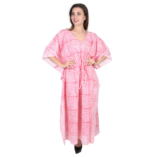 Hand Block Print Cotton Caftans For Women Free Size Vintage traditonal art Maxi gown sleepwear Night gown Kaftan dress