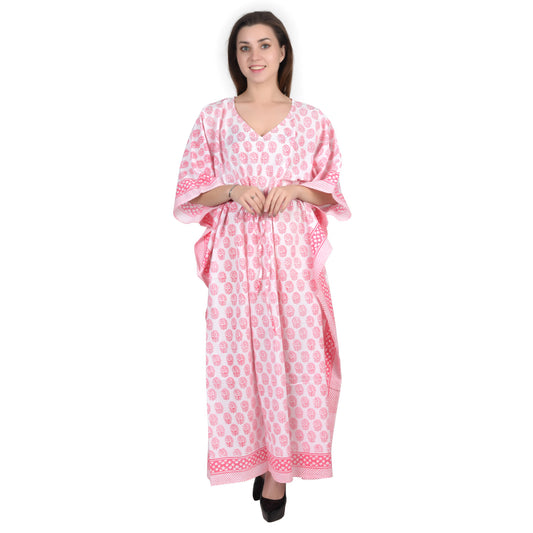 Hand Block Print Cotton Caftans For Women Free Size Vintage traditonal art Maxi gown sleepwear Night gown Kaftan dress