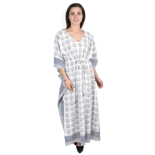 Hand Block Print Cotton Caftans For Women Free Size Vintage traditonal art Maxi gown sleepwear Night gown Kaftan dress