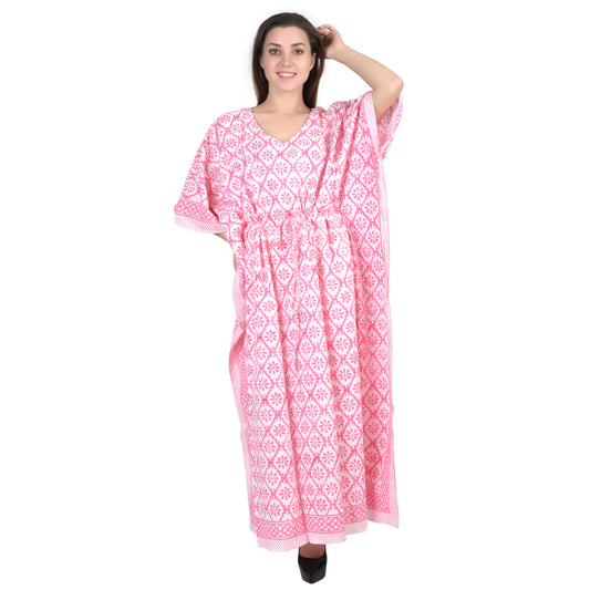 Hand Block Print Cotton Caftans For Women Free Size Vintage traditonal art Maxi gown sleepwear Night gown Kaftan dress