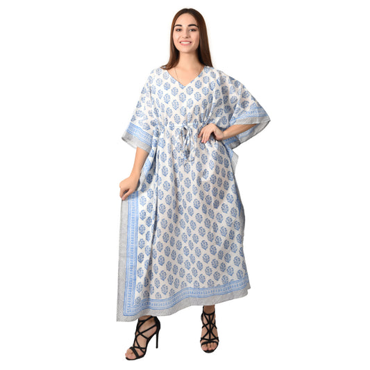 Hand Block Print Cotton Caftans For Women Free Size Vintage traditonal art Maxi gown sleepwear Night gown Kaftan dress