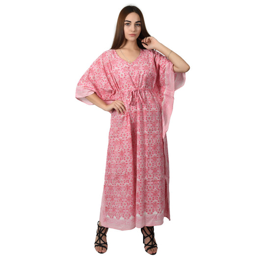 Hand Block Print Cotton Caftans For Women Free Size Vintage traditonal art Maxi gown sleepwear Night gown Kaftan dress