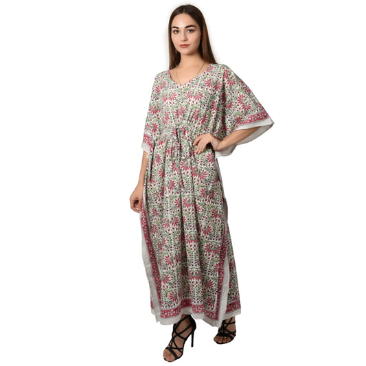 Hand Block Print Cotton Caftans For Women Free Size Vintage traditonal art Maxi gown sleepwear Night gown Kaftan dress