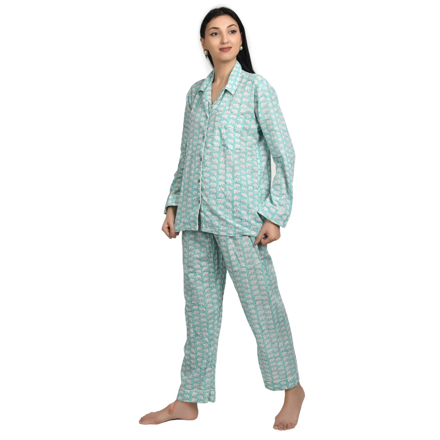 Block Print women PJ Set cotton print Night suits pajama set Traditional Color Print sleepwear set
