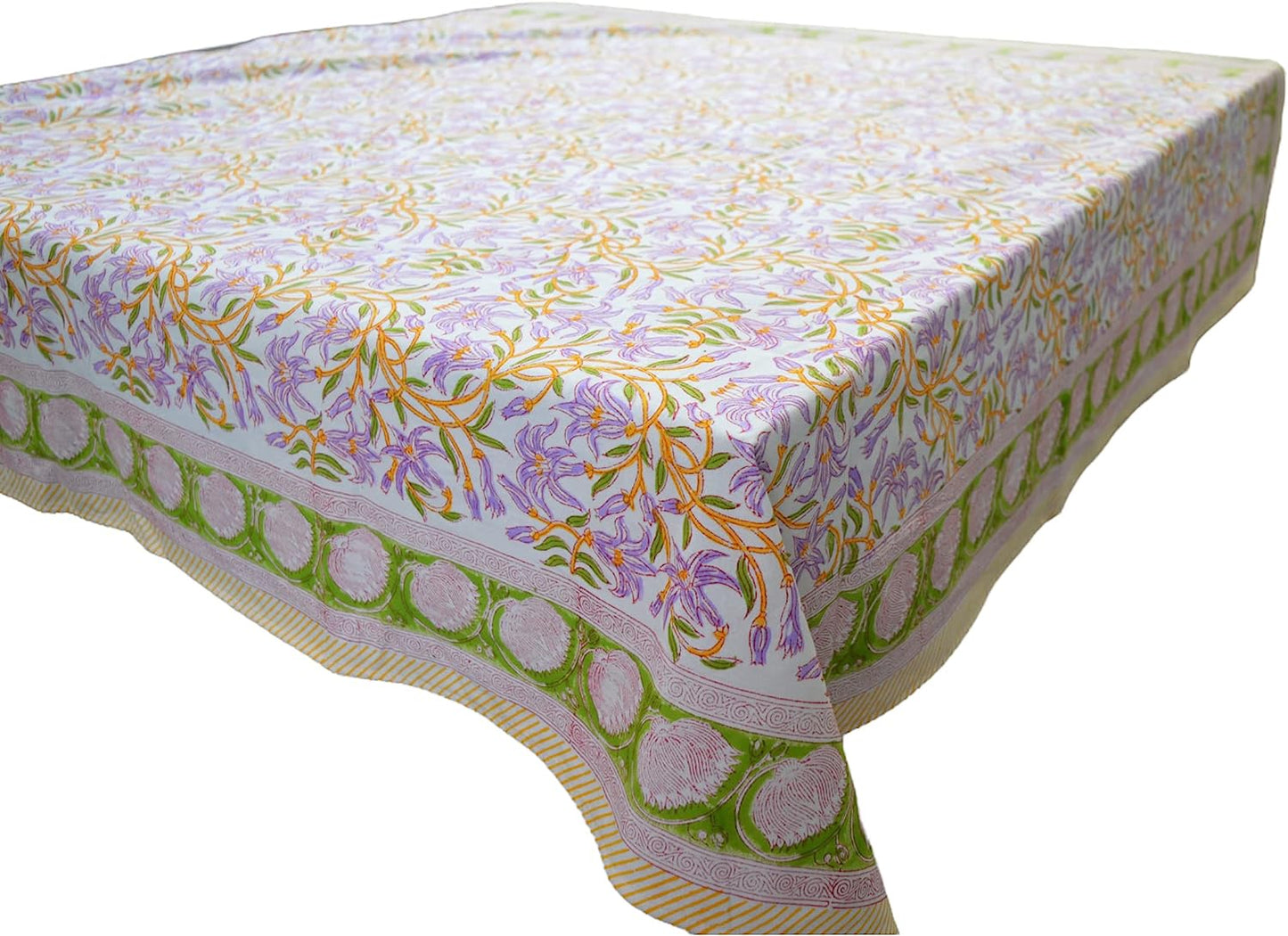 Indian Hand Block Traditional Printed Tablecloth Handmade Cotton Floral 6 Seater Tabletop Decorative for Dinning Table 60 * 90 Inches with Nepkins