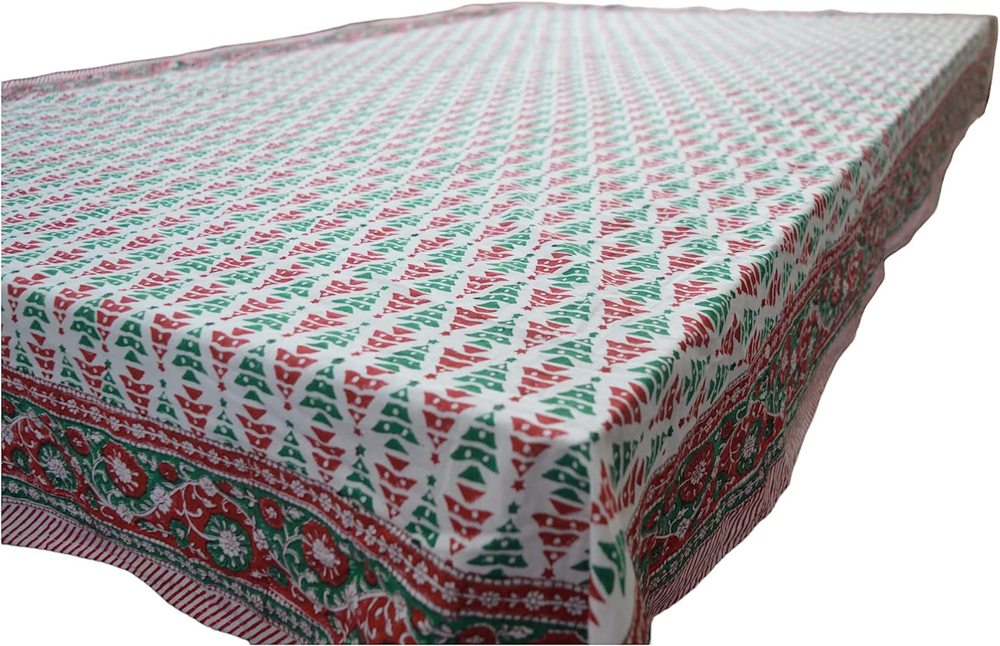 Indian Hand Block Traditional Printed Tablecloth Handmade Cotton Floral 6 Seater Tabletop Decorative for Dinning Table 60 * 90 Inches with Nepkins